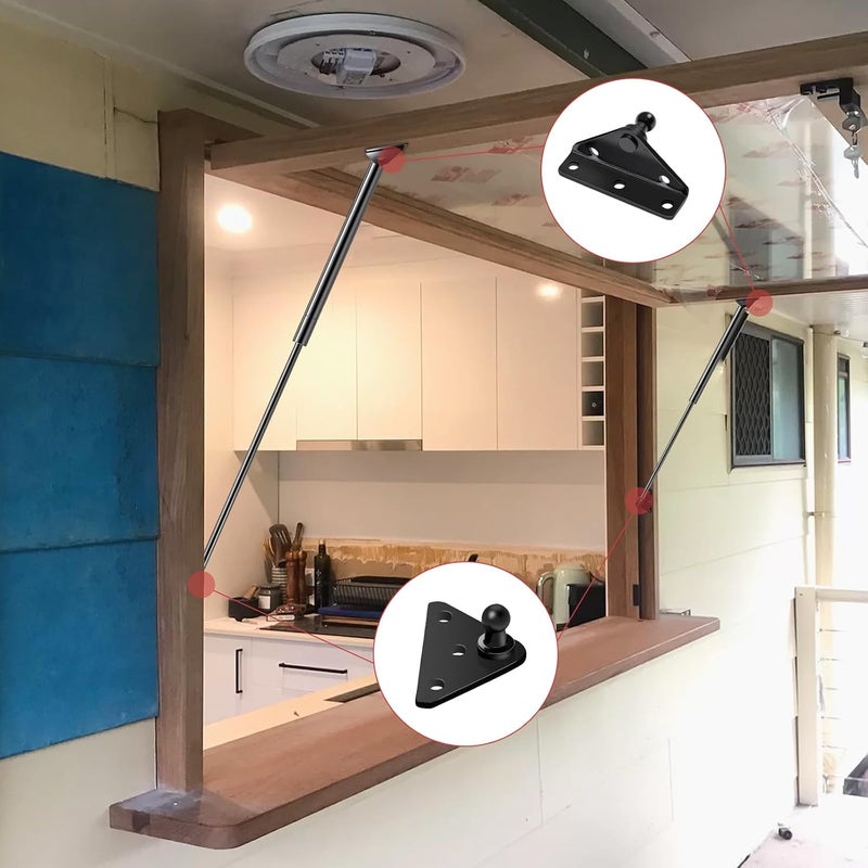 Euplokeer Qty (2) GSNI-2300-90 20in 90lb/400N Universal Gas Strut Spring with Mounting Bracket-C16-19222 Shock Lift Support for RV Bed, Pickup Truck Cap Bed Tonneau Cover, Tanning Bed, Boat Hatch - Image 4